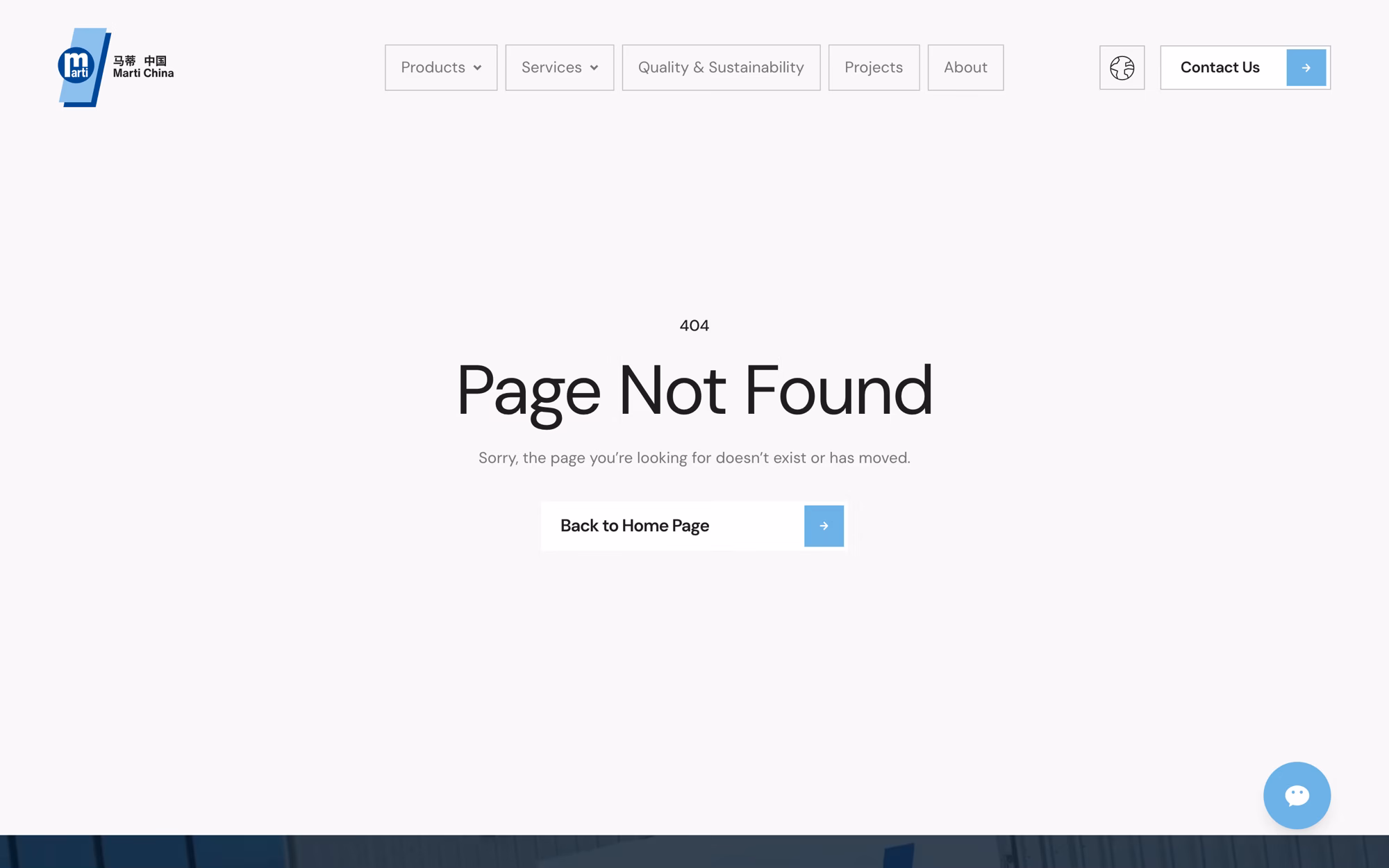 The site's 404 page: the numerals 404, the line Page Not Found, and a Back to Home Page button.