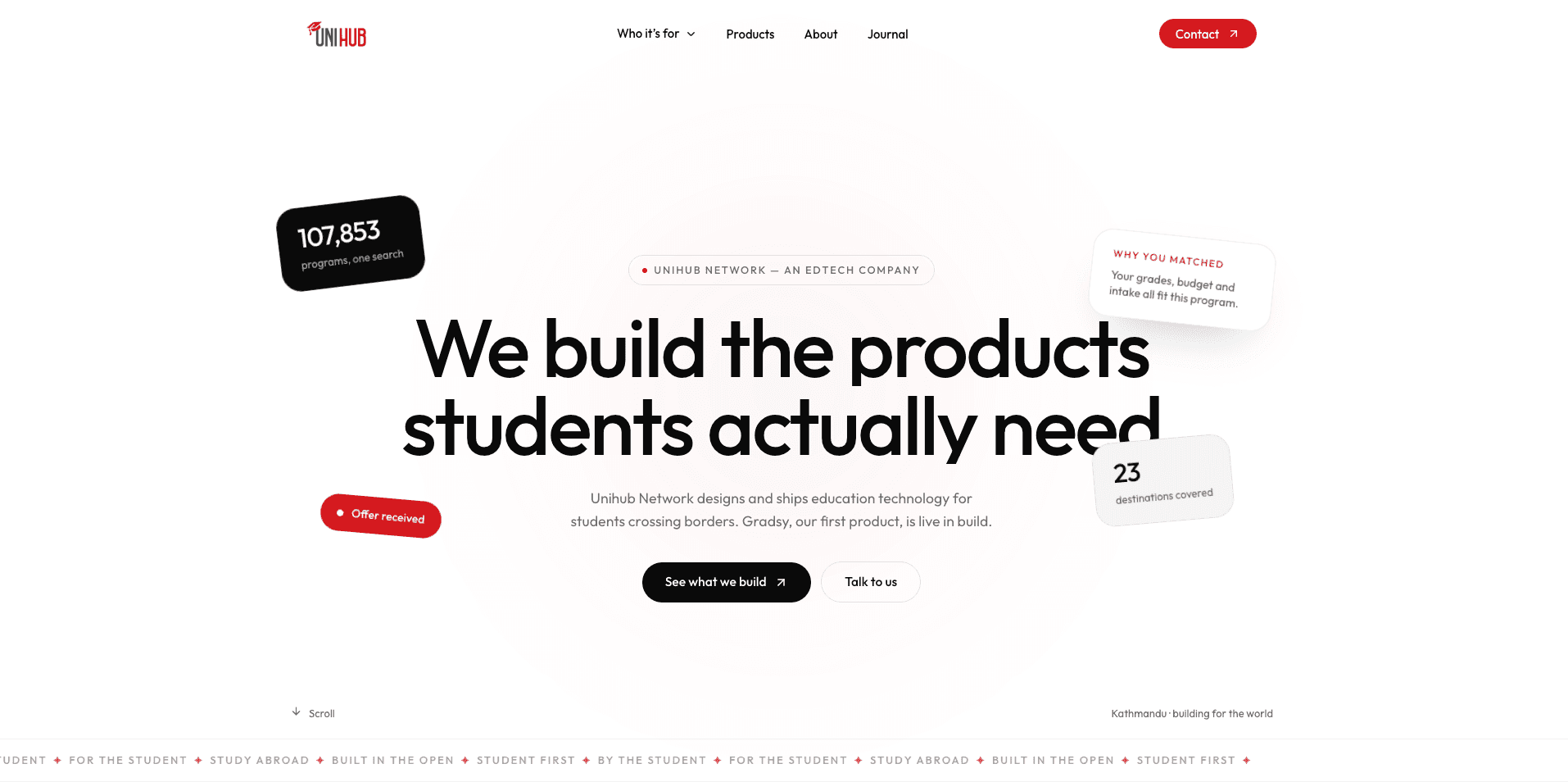 unihub landing page hero