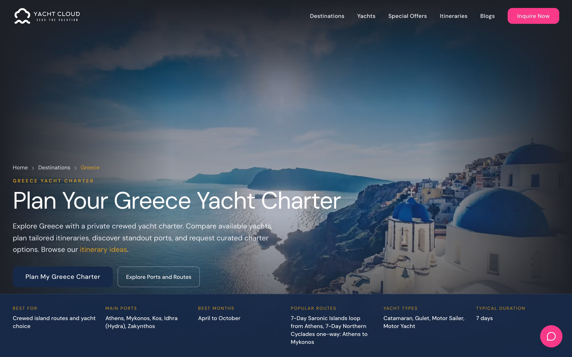 The Yacht Cloud high converting hero of landing page
